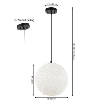 Lacey Bohemian Minimalist Iron/Rope Woven Globe LED Pendant - JONATHAN Y